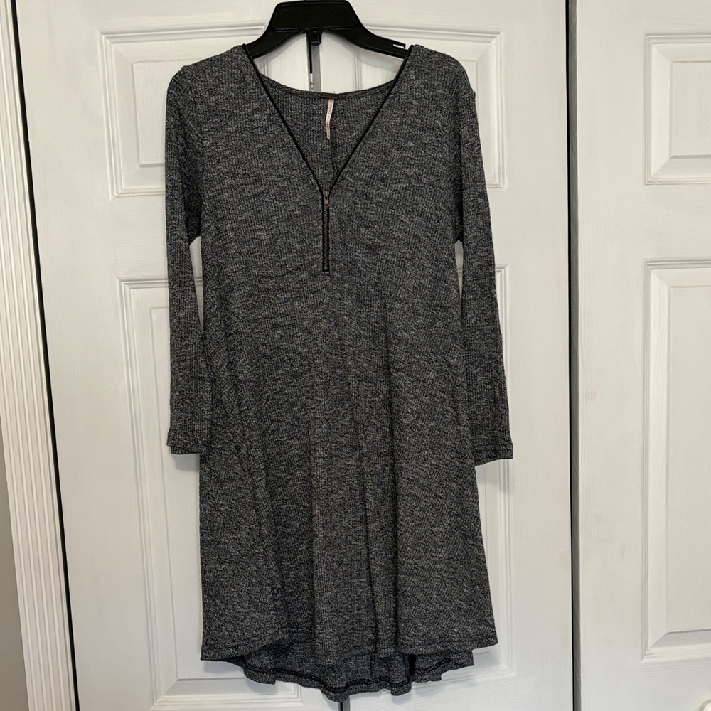 Poof! Charcoal 3/4 Length Sleeve sweater Dress